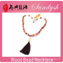 Gorgeous Wooden Jewelry Handmade Buddha Tassel Wooden Beaded Necklace